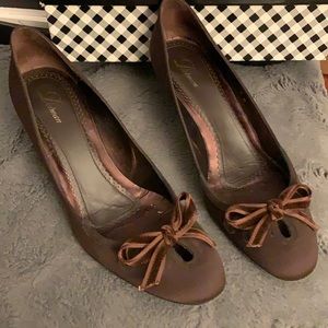 Delman wool and velvet brown heels size 9